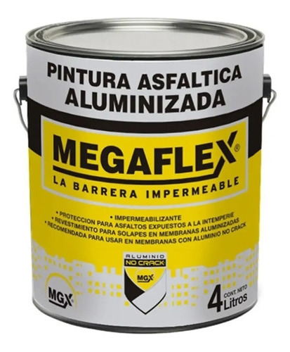 Pintura Asfaltica Aluminizada Megaflex X 4 Litros Mm