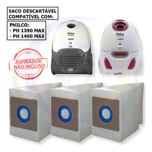 6 Descartável Aspirador Pó Philco Ph1390 Maxx / Ph 1400 Max