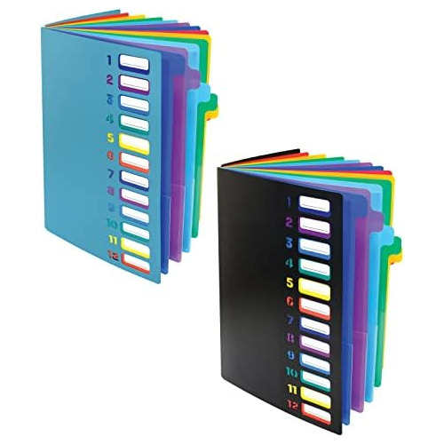 24 Clear Pocket Expanding File Folder With 12 Colored T...