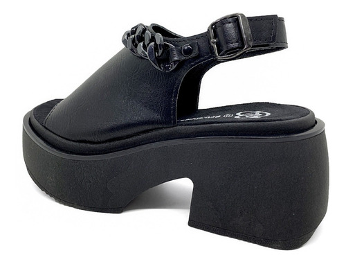 Imagen 3 de 7 de Sandalia Urbana Plataforma Zapato Cadena Mujer Taco 7 Cm