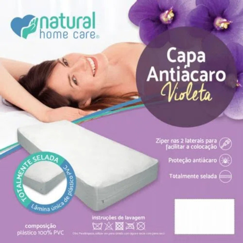 Capa Protetora Impermeável Antiácaro Violeta Casal 140x190cm
