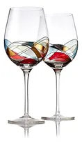 Comprar Copas De Vino Tinto Set De 2 Copas De Vino Pintadas A Mano Ú