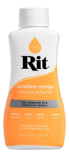 Rit Dye Lquido De 8 Onzas De Naranja Sunshine 8-88430 (paque