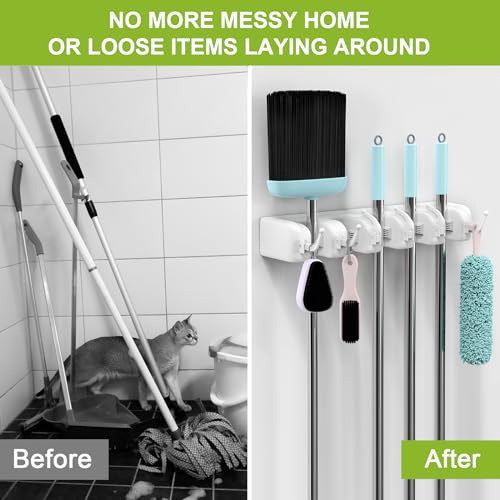 Portaescobas De Pared Letmy - Soporte Para Escobas Y Trapead