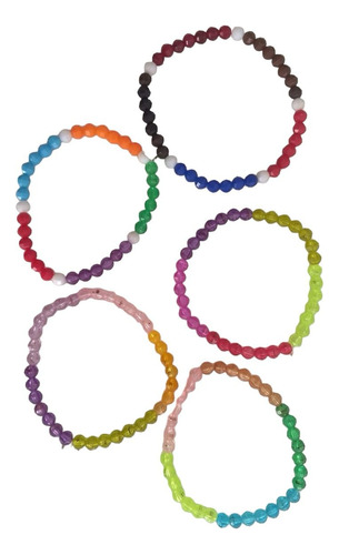 Pulseras Elásticas De Cuentas De Plástico X 5