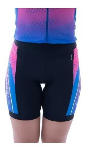 Imagem 1 de 3 de Bermuda Ciclista Elite Feminina Bike 129022 Preto/pink/azul