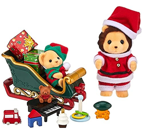 Calico Critters Mr. Lion's Winter Sleigh, Juego De Vacacione