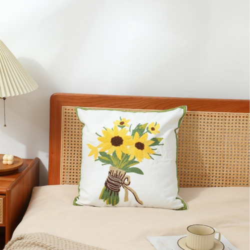 Funda De Almohada V De Algodón Con Forma De Girasol Para Jar