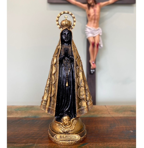 Imagem Nossa Senhora Aparecida 32cm Em Mármore (bronze)