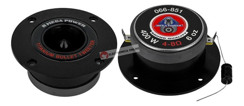 Bocina tipo super tweeter Megapower 066-851 para carros, pickups & suv color negro de 4.8Ω 4" x 4" x 4 " x 2 unidades 