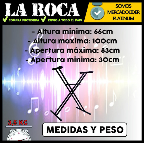 Imagen 5 de 10 de Soporte Doble Tipo X Teclados Sintetizadores Pianos - Cuotas