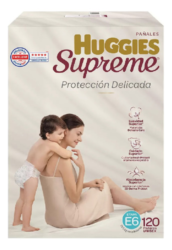 Huggies Supreme Pañales Etapa 6 Unisex 120 Pzas