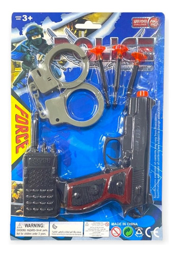  Set Policia Juego Placa Arma Lanza Dardos Esposas Y Handy