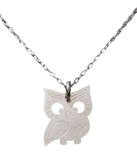 Cadena Collar Buho Mujer Niños Plata 925 + Caja Regalo