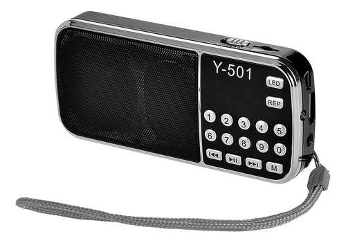 Y-501 Mini Fm Radio Digital Portátil 3w Bocina Estéreo Mp3
