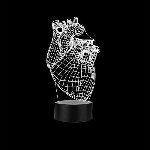 Imagen 8 de 8 de Lámpara Decorativa Led 3d Corazón Anatómico Regalo Art1134