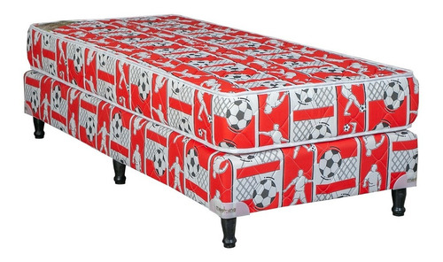 Sommier Y Colchon Maxiking 1 Plaza Infantil Rojo