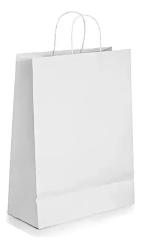 Bolsa De Papel Blanca 30x26x16cm, Pack De 50 Unidades.