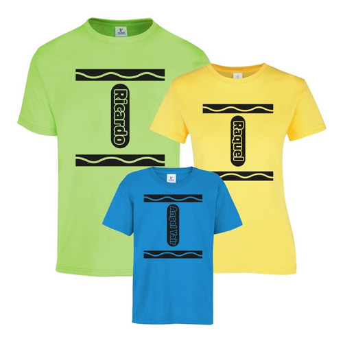 Playera Tematica Crayones Dama Caballero O Niño 2pz