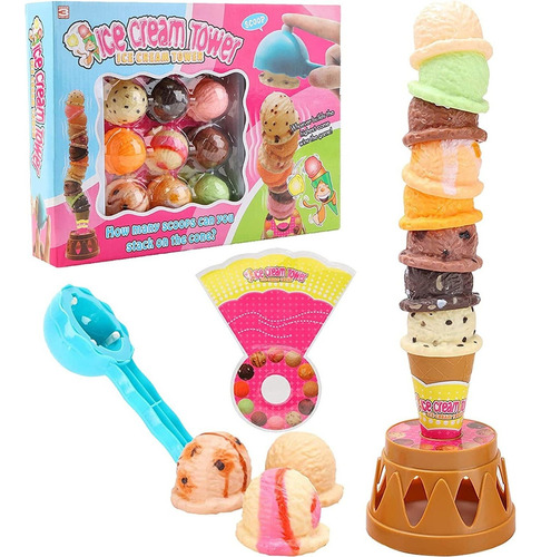 Juego De Equilibro Con Torre De Helados Con Cucharón Para .