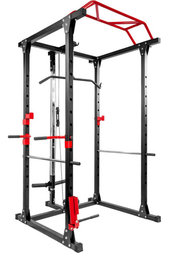 Gimnasio Multifunción Centurfit Mkz-jaulapdomina 200kg Tapizado Rojo Estructura Color Negro