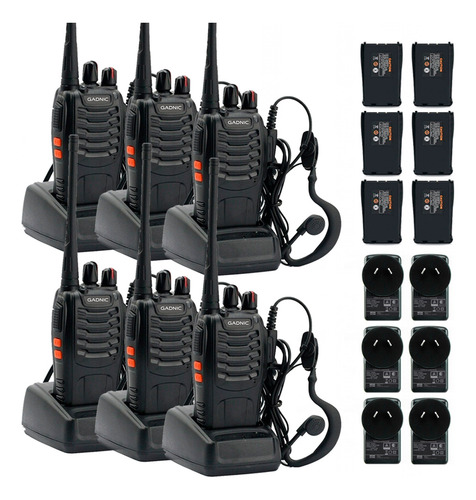 Handy Radio Uhf Walkie Talkie 16ch Vox Gadnic Kit X 6 + Auri