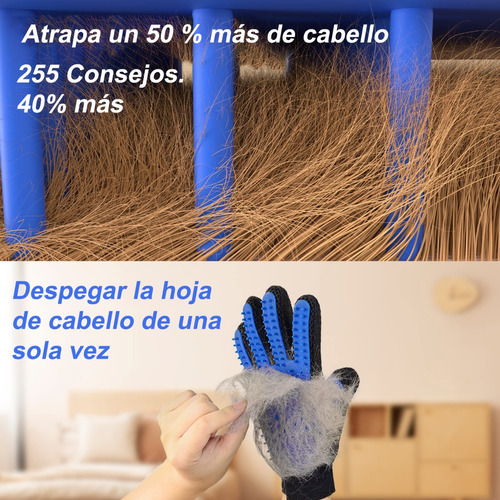 Cepillo Deslanador Perro Gato Peine Mascotas Masajeador Kit Azul