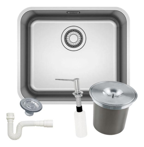 Kit Cuba Cozinha Inox 47,5x41 Com Dosador E Lixeira 5l Fanke