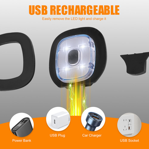 Xt Luz Recarregável Usb Cristalina Para Gorro De Malha Led,