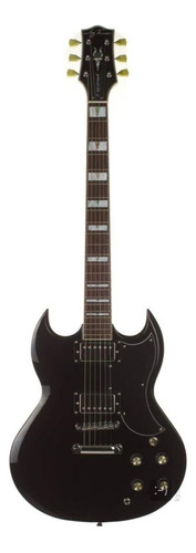 Guitarra eléctrica Jay Turser Serie 50 JT-50 double-cutaway de madera maciza black brillante con diapasón de palo de rosa