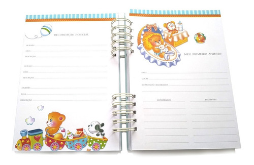Imagem 6 de 10 de Álbum Livro Diário Bebê Personalizado Urso Príncipe Marinho