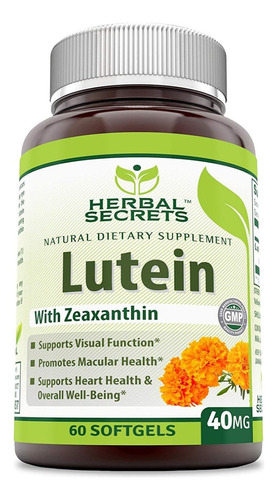 Herbal Secrets Lutein Luteína 40mg 60 Softgels Sabor Sin Sabor