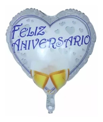 10 Globos  De  Feliz Aniversario / 45 Cm/ Con Varilla  Grues
