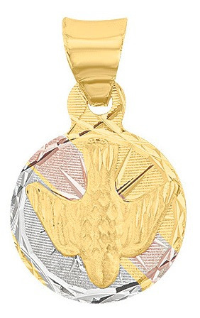 Medalla Espíritu Santo 3col Oro 10k - 1742