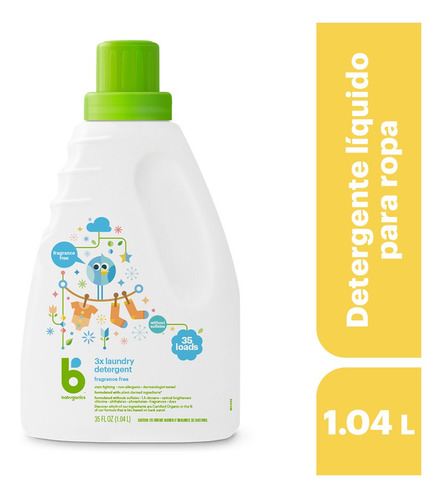 Babyganics Detergente Líquido Para Ropa Sin Fragancia 1.035l