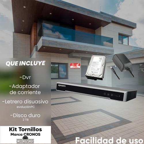 Epcom Kit Dvr Ev-8004turbo-plus+2tb 4 Canales Turbohd + 4 Canales Ip 8 Mp 2k Tecnología Acusense Evita Falsas Alarmas + Hdd 2tb Audio Por Coaxitron Ev-8004turbo-d 4 Entradas De Alarma