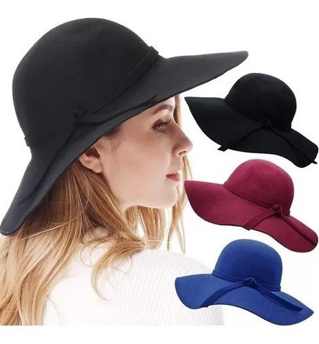 Sombrero Pava Fieltro Para Dama Elegante Fedora 