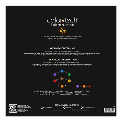 Tinte Nutrapel Colortech Con Peroxido De 20 Vol 135 Ml 8.44 Rubio Claro Cobrizo Intenso