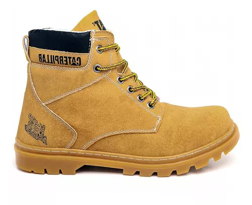 Bota botina caterpillar masculina em couro legitimo resistente para trabalho