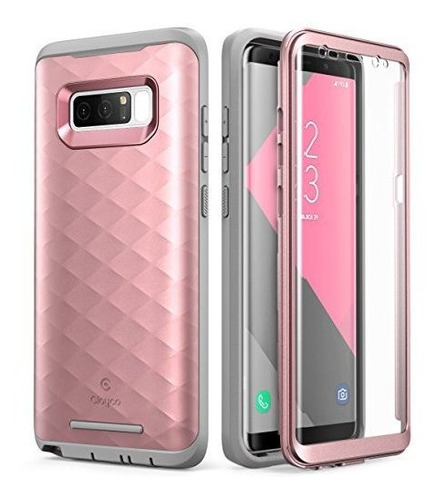 Estuche Para Note 8 Con Protector De Pantalla Rosado/dorado