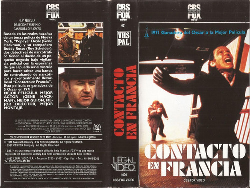 Contacto En Francia Vhs Gene Hackman Roy Scheider 1971