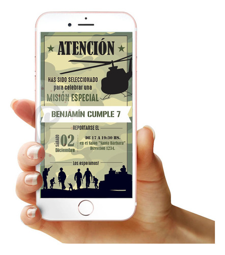 Invitacion Digital O Imprimible Personaliz Soldados Militar