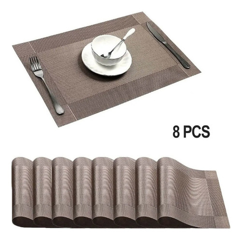 Set De 8 Piezas Individuales, Tapete, Pvc, Mesa, Comedor, La