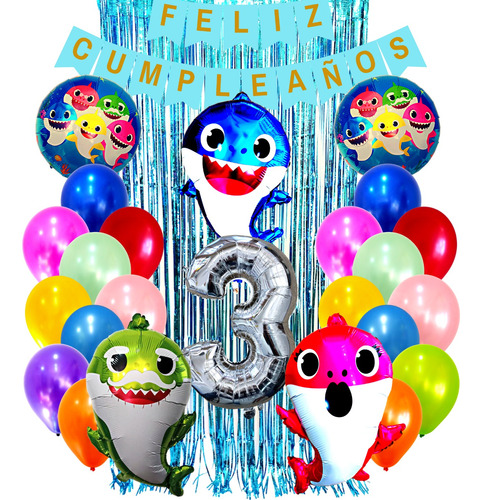 Combo Kit Globos Deco Fiesta Baby Shark 3