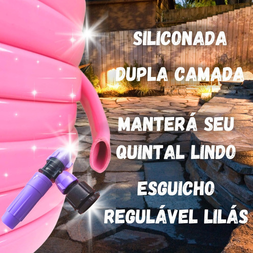 Mangueira Rosa Pink Chata Siliconada Anti-torção 15 Metros