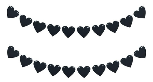 Fazhbary 2 Paquete Banner De Guirnaldas De Corazón Negro Par