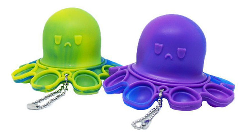 Llavero Pop It Fidget Antistress Sensory reversible con forma de pulpo
