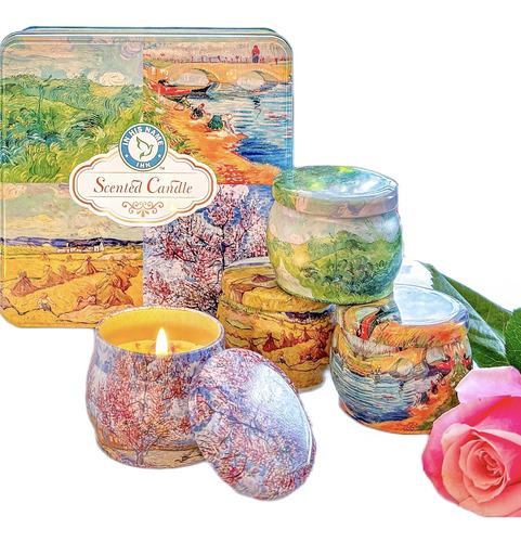 Juego De Velas Perfumadas, 4 Piezas, Caja De Lata, Velas Per