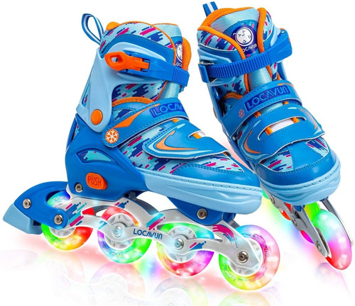 Patines En Línea Ajustables Con Luz Para Niños,talla Medium.