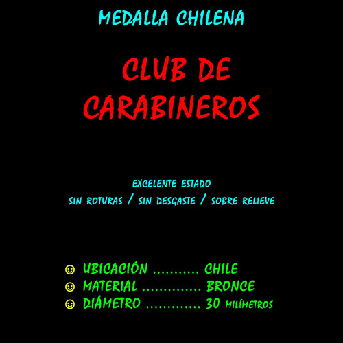 ¬¬ Medalla Club De Carabineros De Chile Zp (Usado)